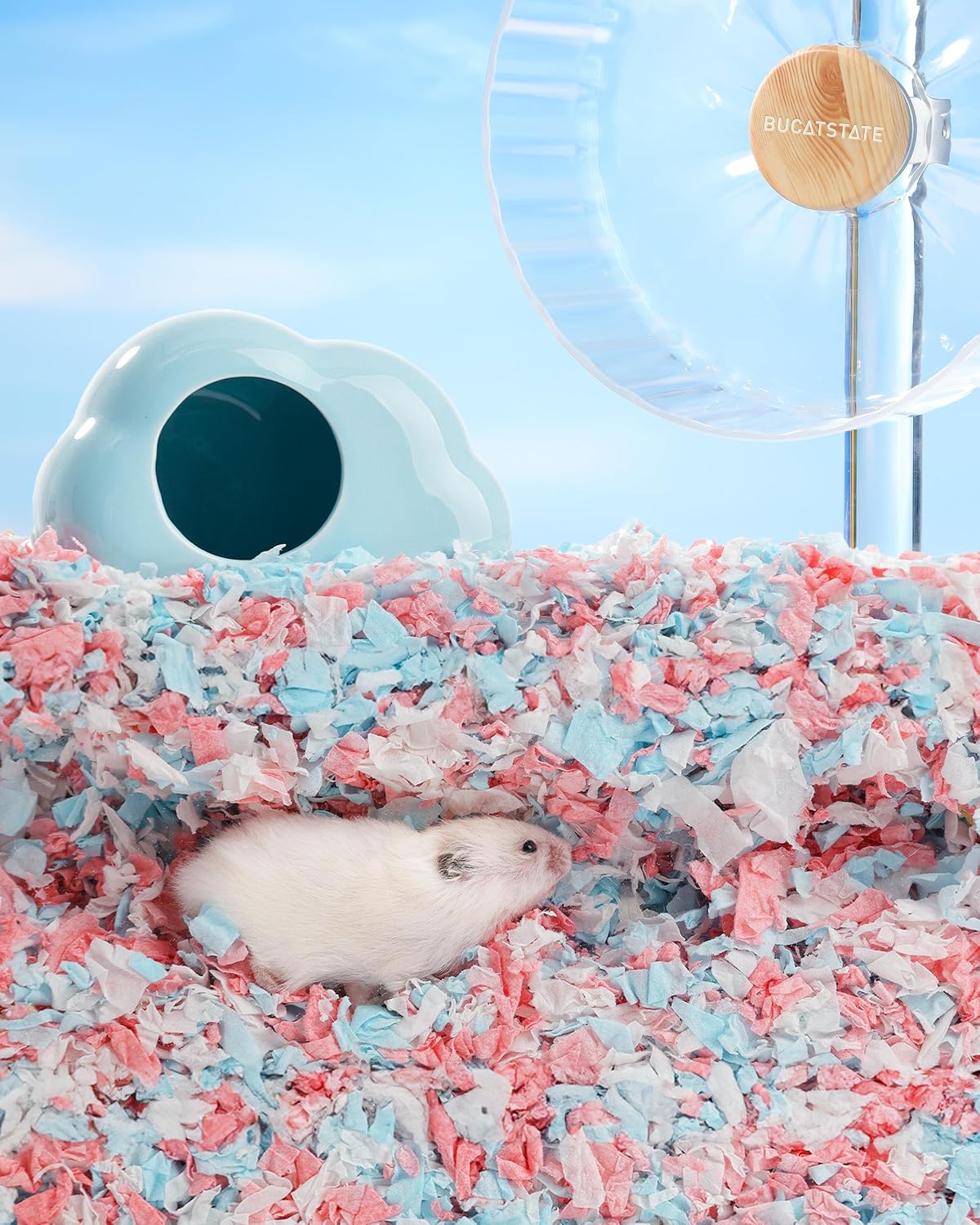 BUCATSTATE Hamster Bedding 15L, 99% Dust-Free Paper Bedding - Rosy / 101L - image 4