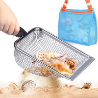 Vodolo Beach Mesh Shovel with Mesh Beach Bag for Shell Collecting - Silver - 1pcs Shovel With 1pcs Bag