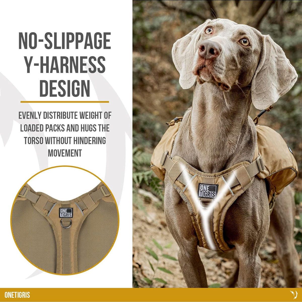 ONETIGRIS Y-Shaped Dog Backpack with Handle - Large / Brown - image 2