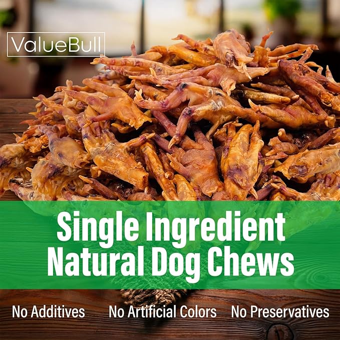 ValueBull Chicken Feet for Dogs, 25 Count - All Natural Dog Chew, Hip and Joint Chew, Single Ingredient Dog Treat