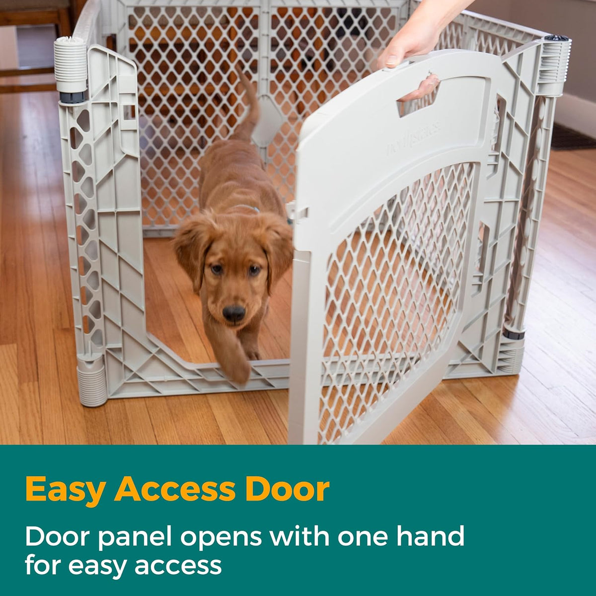 MyPet North States Petyard Plus: 3 Ft. Wide Folding Dog Playpen - 4-Panel / Walk-Thru Door / Light Gray - image 3