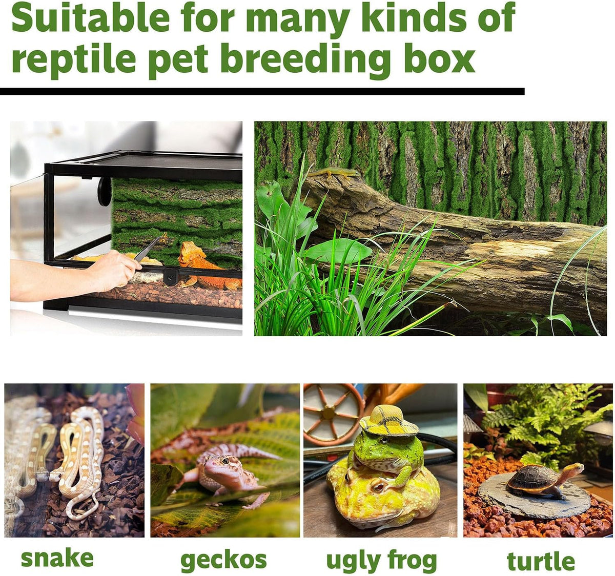 4pcs Rock Terrarium Background, 3D Reptile Tank Background Board - Green-15.7"*11.8"（2pcs） - image 2