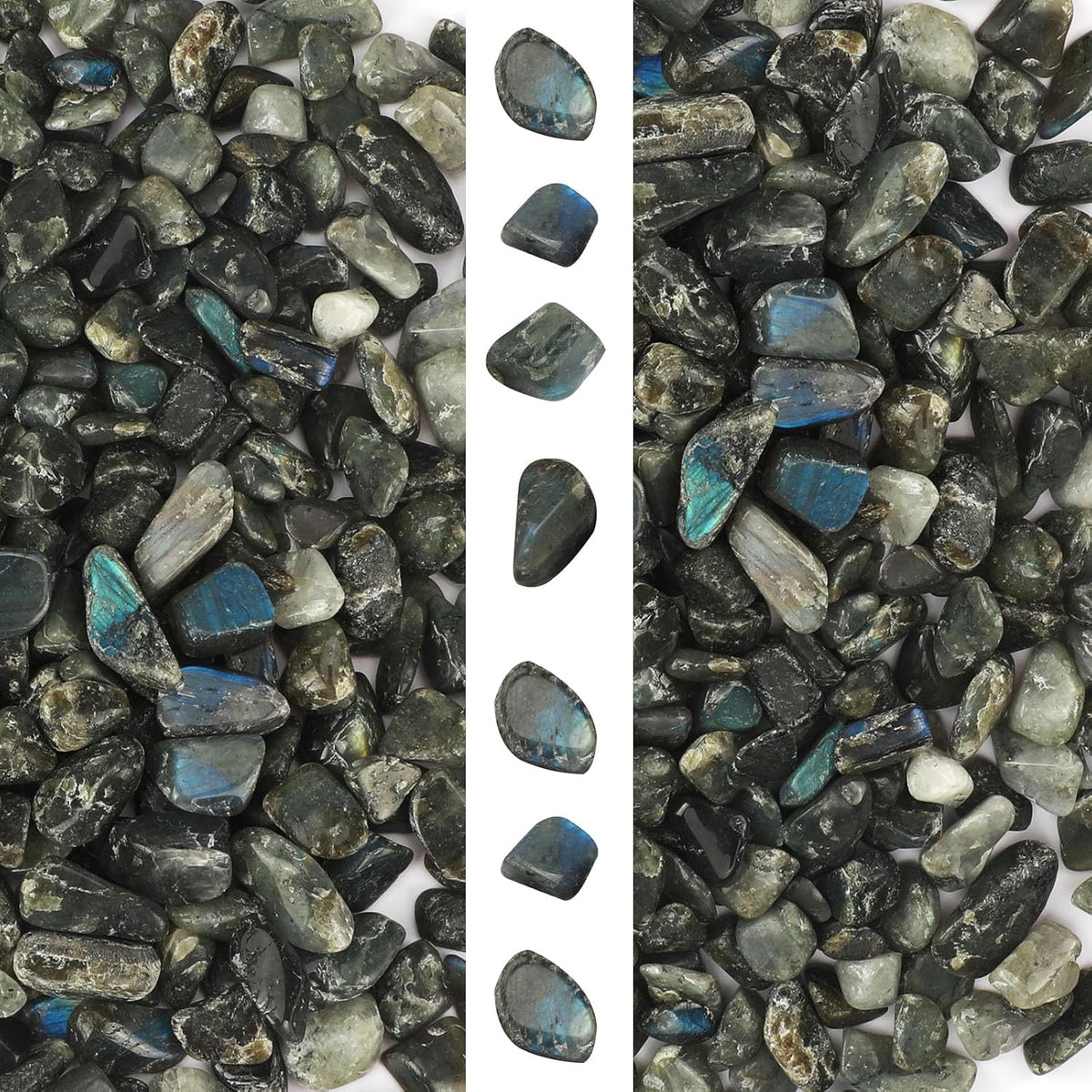 gemshan 2lb Rose Quartz Chips Natural Crushed Crystal Chip Bulk - Labradorite