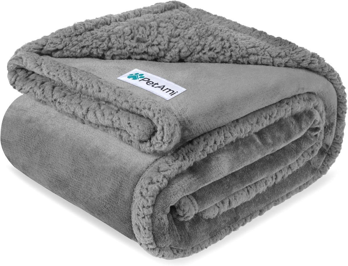 PetAmi Waterproof Dog Blanket for Medium Large Dog Pet, 60x40 - Medium 29 X 40 Inches / Light Grey Sherpa
