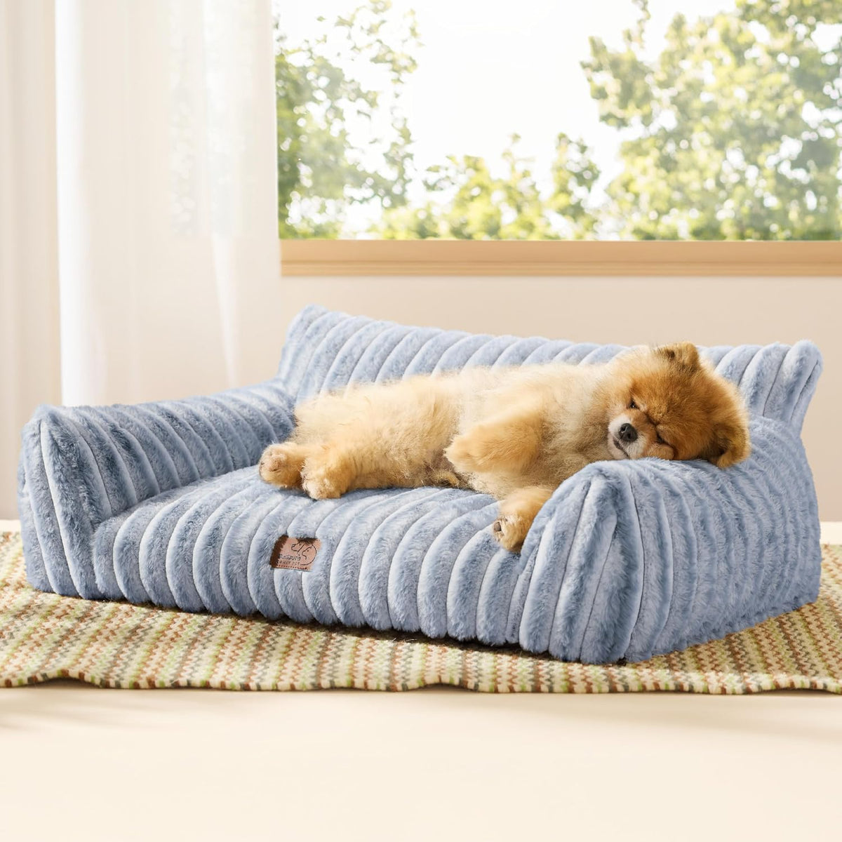 Bedsure ComfyFleece Shown on TV Fluffy Cute Cat Couch for Pets - 30x20x10" / Blue Indigo