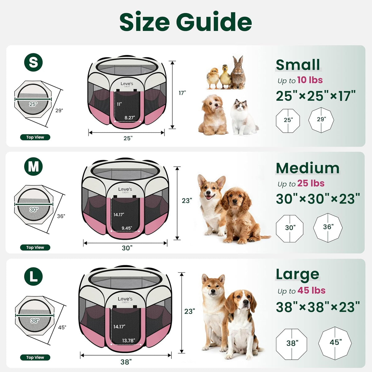 Love's cabin Pet Puppy Dog Playpen - Light Pink / 30.0"L x 30.0"W x 23.0"H - image 2