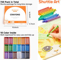 Shuttle Art crayon bulk class pack with 720 crayons sorted by color in a storage box - view 3