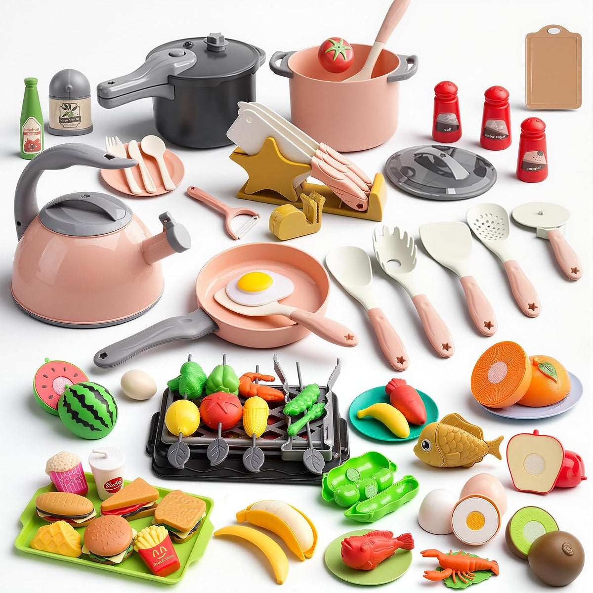 105Pcs Kids Kitchen Toy Accessories - Pink