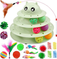 UPSKY Cat Toy Roller 3-Level Turntable Cat Toys with Six Colorful - B-Fruit Green