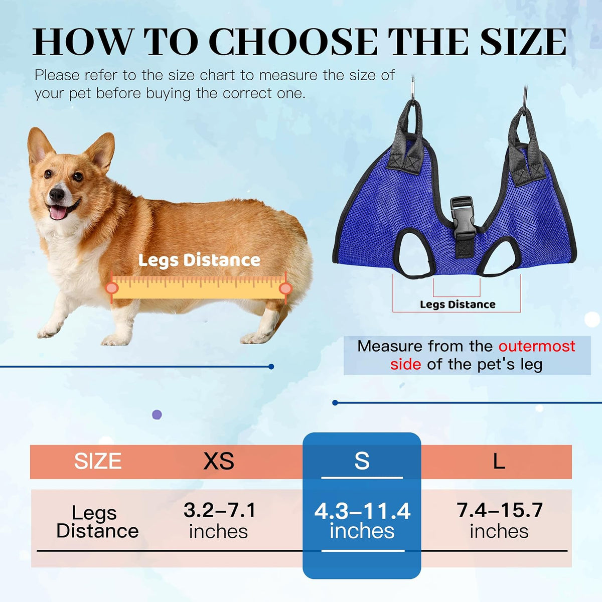 PatiencET Cat Grooming Hammock Kit – Essentials for Dogs - S (17 LB Max) / Blue - image 3
