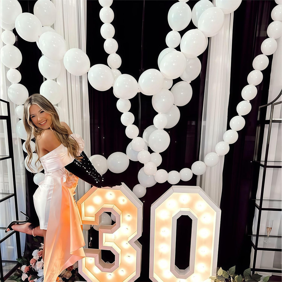 Pearl White Linking Balloons for Wedding Bride Shower Mermaid Party - White / 6 inch - image 4