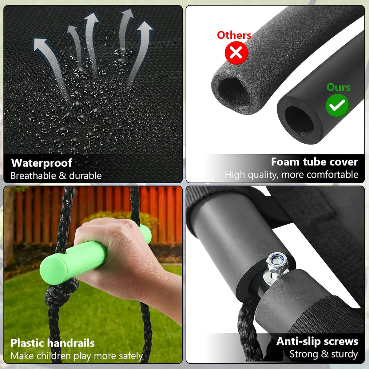 Tree Swing with PP Mat, Durable, Safe, and Easy to Install - 24 inches diameter+No Extra Straps - image 4