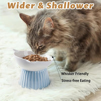 Ceramic Raised Cat Bowl，Tilted Raised Cat Bowl Anti Vomit Cat Bowls - Pink+Blue - image 2