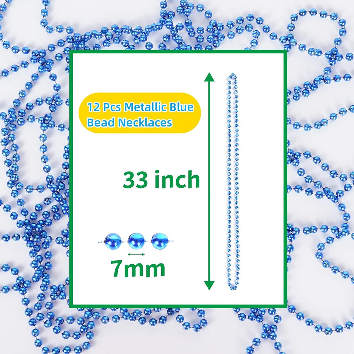 ZZYFGH 12 PCS Bead Necklace, 33'' Mardi Gras Beaded Necklaces – Fun for Kids & Family - Blue - image 2
