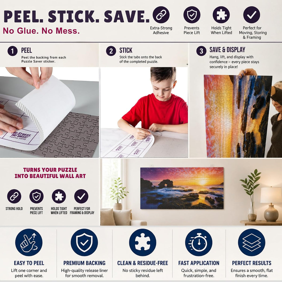 Permanent Adhesive Puzzle Saver Sheets, Preserve 2, No Stress - 60 Sheets - image 2