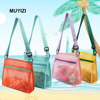 MUYIZI Mesh Beach Bag for Shells Collecting 3 Pack - Orange+Green+Pink+Yellow - image 2