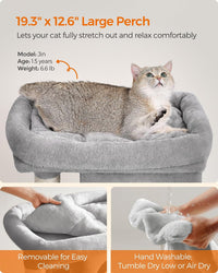 Feandrea Cat Tree, Plush Kitten Condo - M (19.3"L x 12.6"W x 29.1"H) / Light Gray - image 3