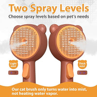 Cat Steam Brush with 2 Spray Levels & Release Button, 4-in-1 IPX7 Waterproof Water Brush for Shedding Grooming, Pet Hair Removal Comb for Long Short Haired Cats Dogs, Self Cleaning Slicker