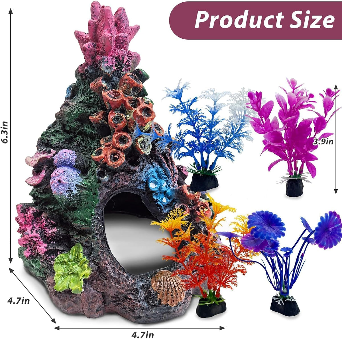 PINVNBY Coral Aquarium Decorations Small Fish Tank Decorations - L，4 PCS water plants - image 3