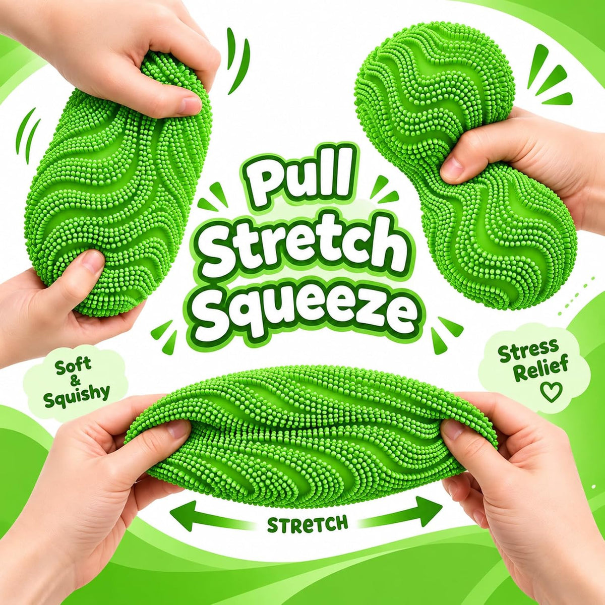 Fuzz Ball Squishy Stress Ball - Green Ball - image 3