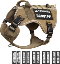 WINSEE Service Dog in Training Mesh Harness with 10 Removale Pet - Large / Brown