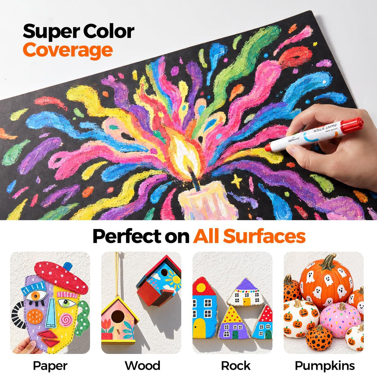 Jar Melo tempera paint sticks for kids in 16 washable solid colors with twist-up barrels - view 6