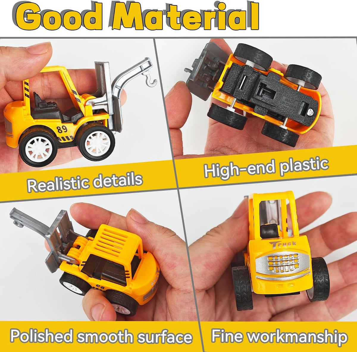 OJYUDD 24 mini pull back construction vehicles in yellow and black - view 4