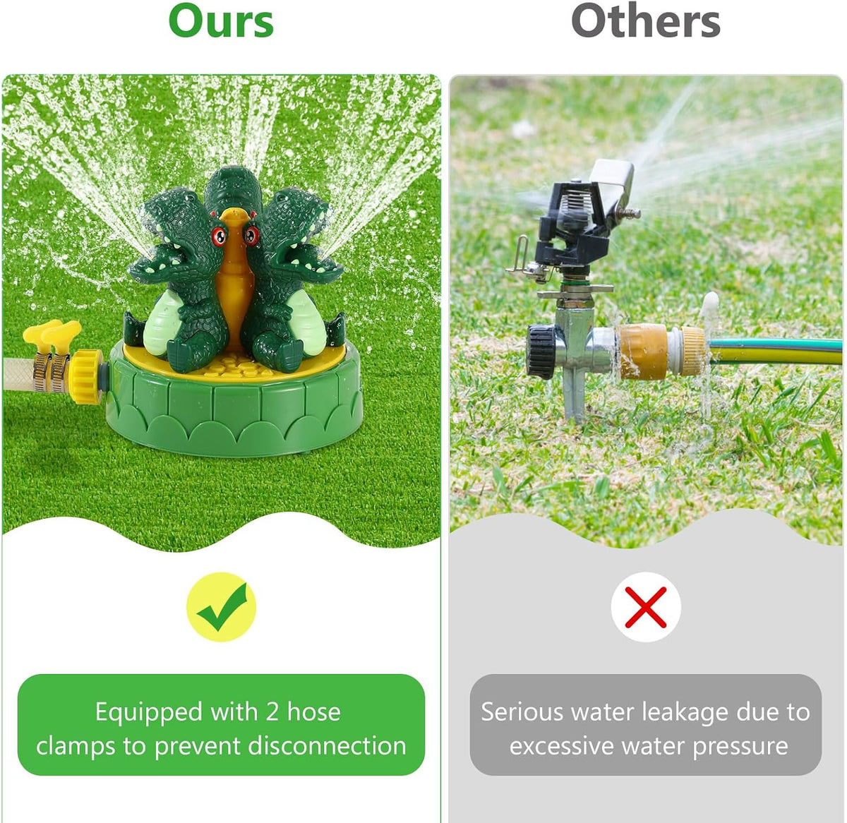 MoKo green dinosaur water sprinkler for kids with 360 degree spray - view 8