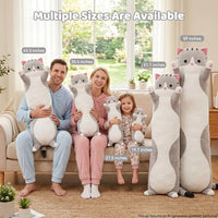 Cute Long Cat Plush Body Pillow, Soft Stuffed Animals 19.7 Inch – Fun for Kids & Family - Gray / 43.3 inches - image 2