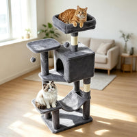 DUMOS 44 Inch Cat Tree Tower with Natural Sisal Scratching Posts – Essentials for Cats - Dark Grey / 4 / 43.6Inch
