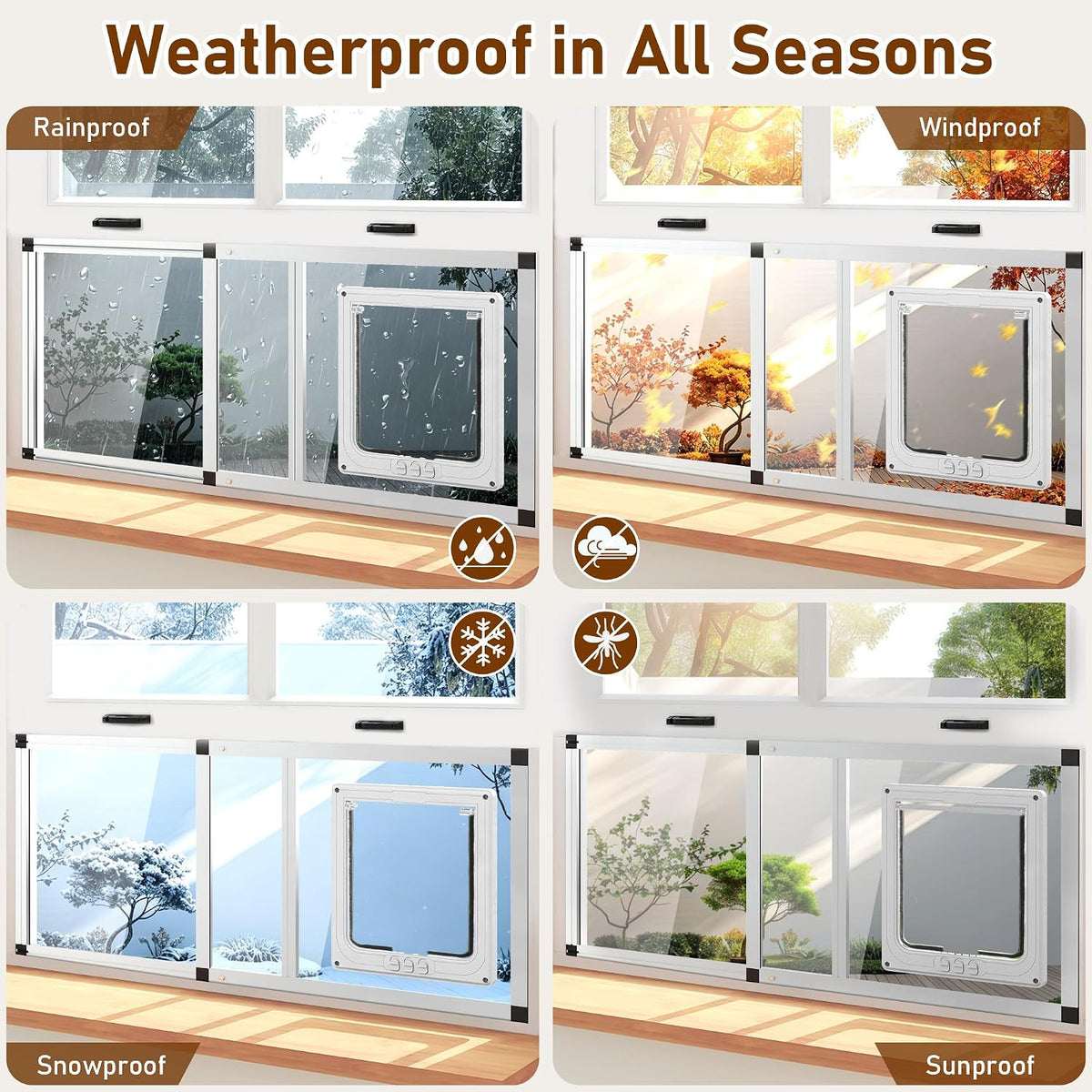 Full Glass Cat Door for Window, 32"-37" Adjustable Width - Fit 28.5"-32" Window Width - image 3
