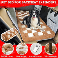 Dog Car Bed Mat Non-Slip Backseat Extender Dog Bed 50" x24.6" – Essentials for Dogs - Brown and White / For Cars/ SUV/ Small Truck (50"×24.6") - image 4