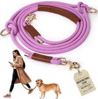 Hands Free Multifunctional Dog Leash for 1 or 2 Dogs - Opera Mauve