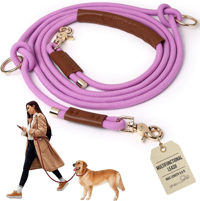 Hands Free Multifunctional Dog Leash for 1 or 2 Dogs - Opera Mauve