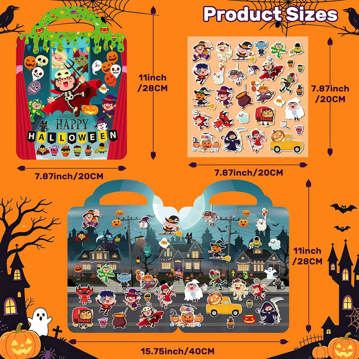 Elfew 3 pack Halloween reusable sticker books for toddlers with puffy stickers - view 15