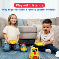 PREXTEX 2 Pack Cartoon Remote Control Cars for Toddlers - Truck/Tractor - image 2