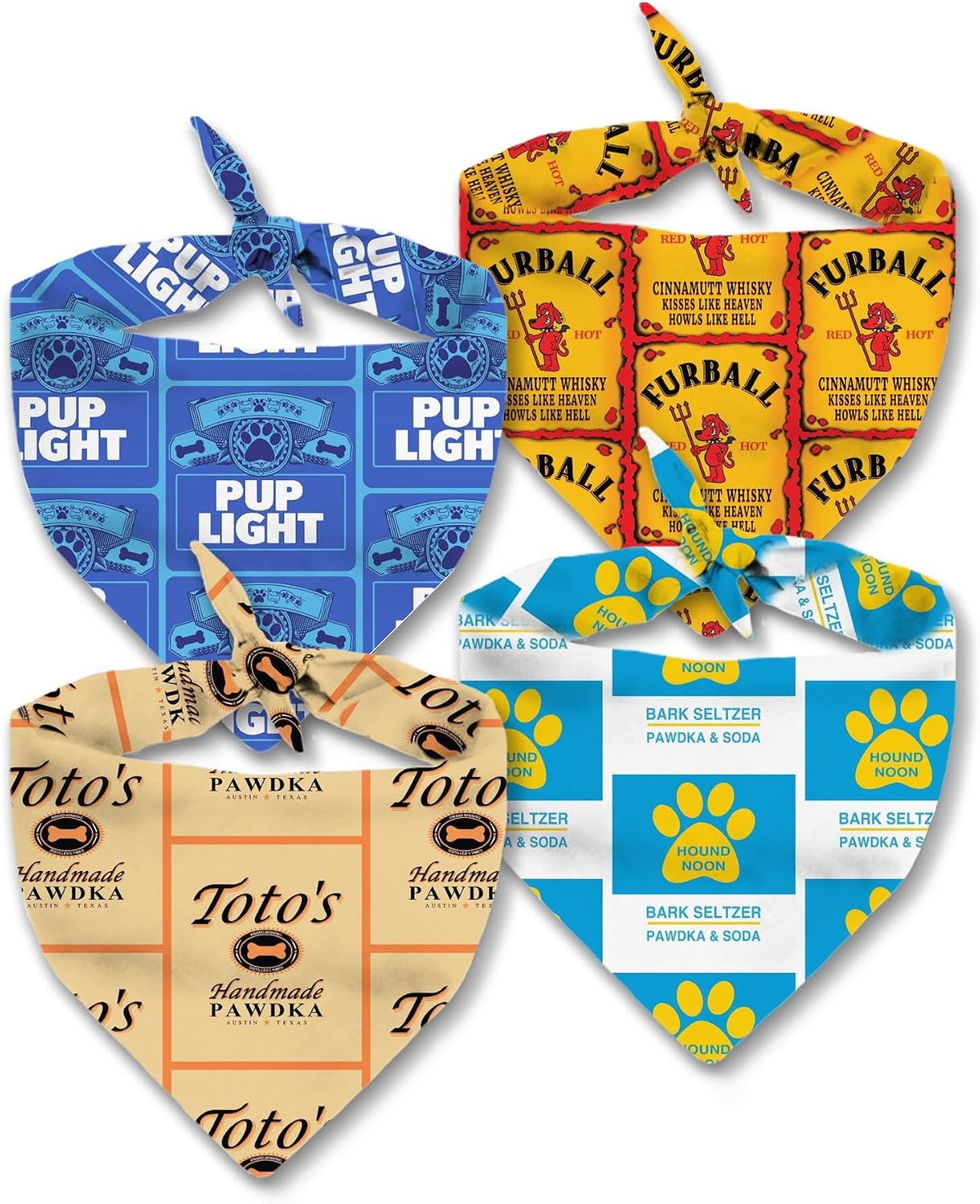 Chewy Vuiton Dog Bandana Designer Fashion Scarf Kerchief – Essentials for Dogs - Large / 4 Pack Liquor