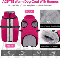Large Dog Coat Waterproof Dog Winter Jacket with Harness TurquoiseL – Essentials for Dogs - RoseRed / XXX-Large - image 2