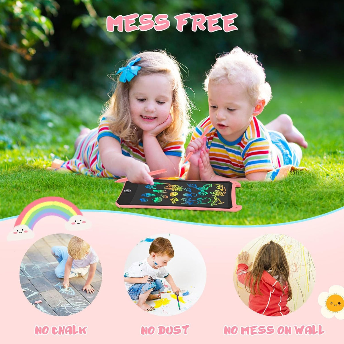 EooCoo Kids LCD Writing Tablet, Stocking Stuffers for Toddler - 8.5”Pink&Blue - image 4