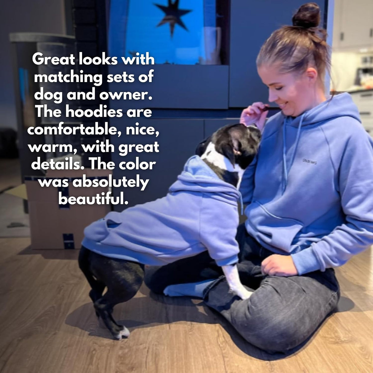 Spark Paws Human Hoodie, Matching Dog and Owner Clothes - Medium / Slate Blue - image 4