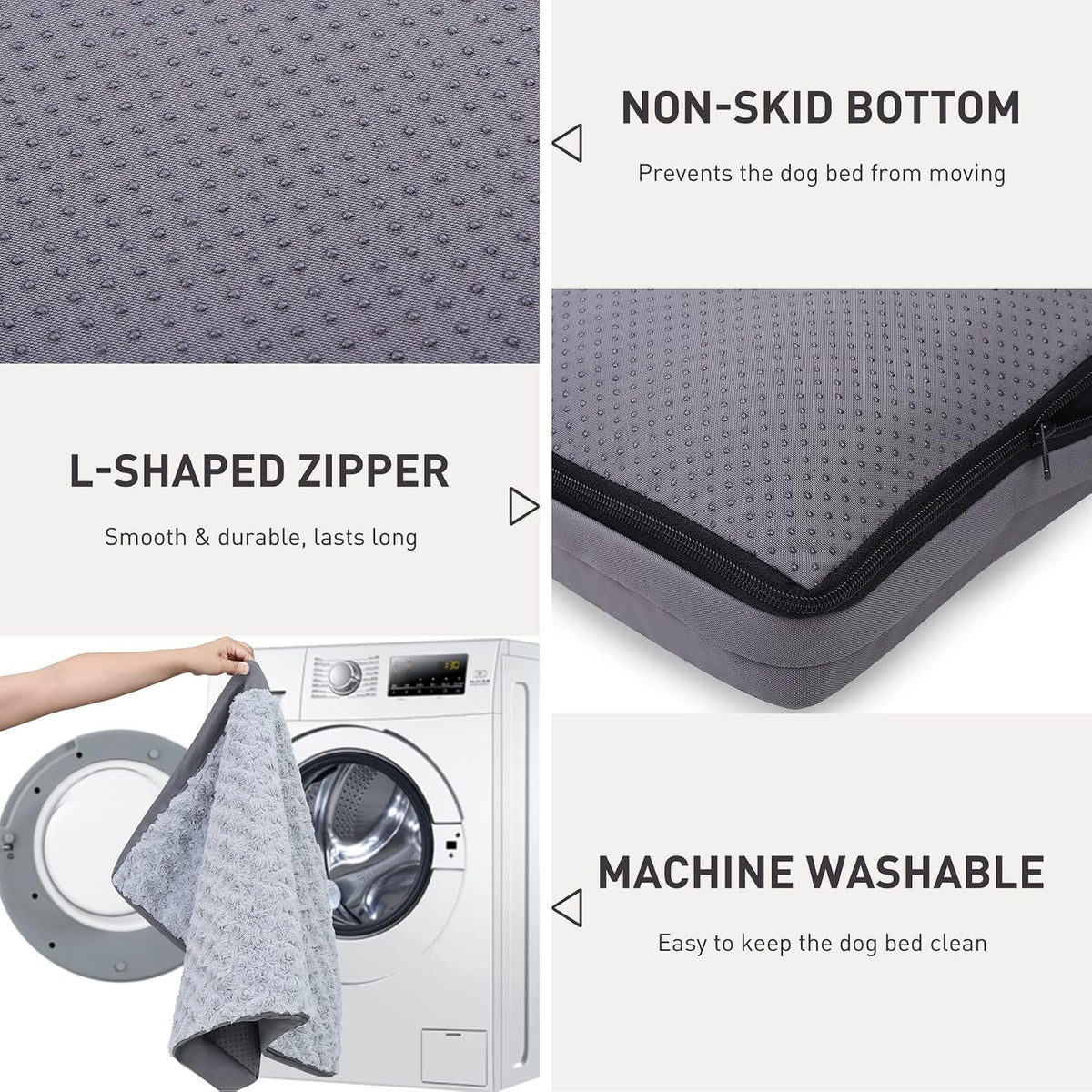 KSIIA Washable Dog Bed for Crate Waterproof for Medium Dogs - Light Grey / 35.0"L x 22.0"W x 3.0"Th - image 2