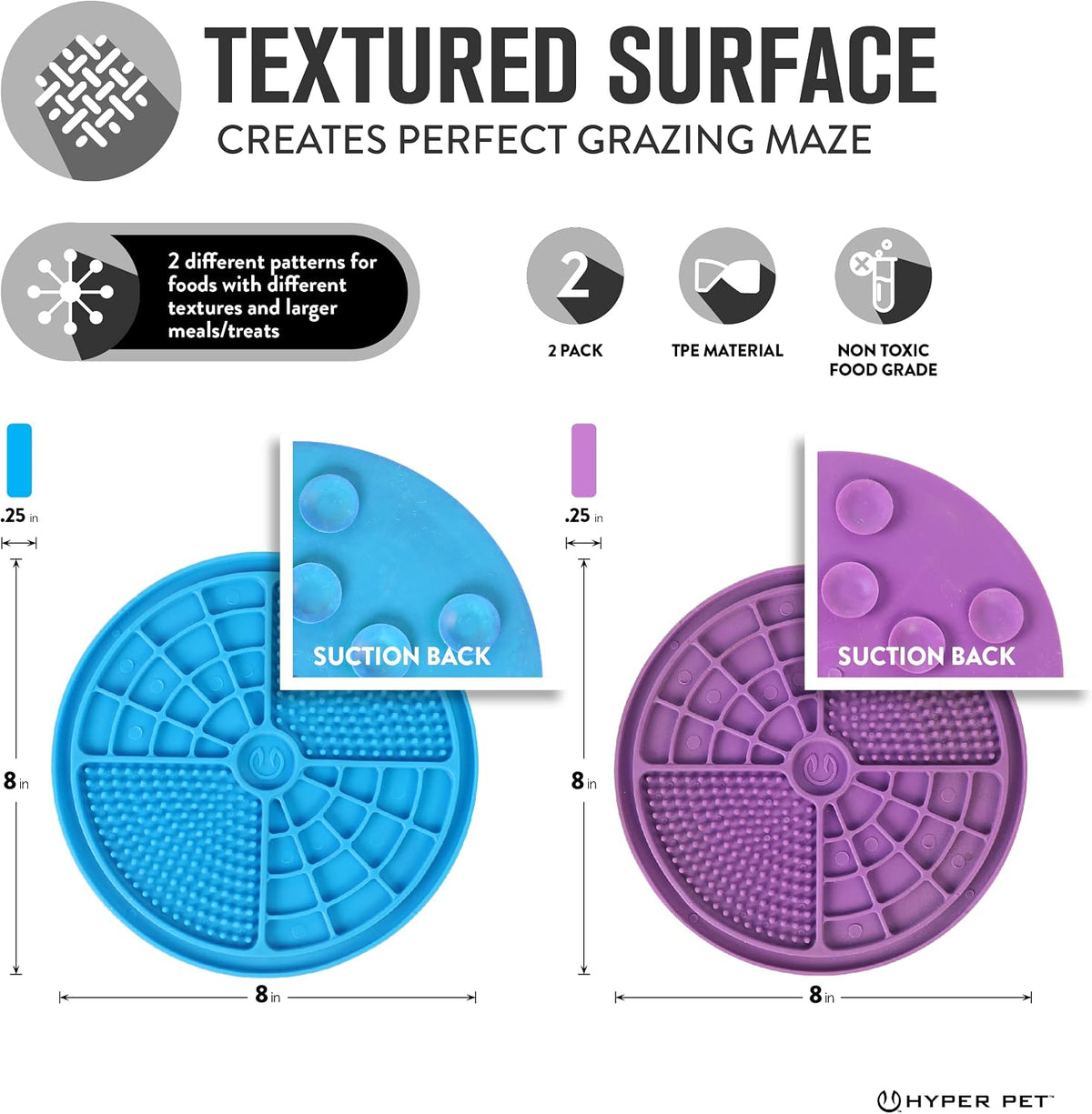 Hyper Pet IQ Treat Lick Mat for Dogs & Cats - Suction Lick Mat 2pk / Blue/Purple - image 3