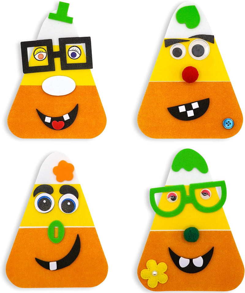 4E's Novelty 12 pack foam candy corn craft kit with goofy face magnets