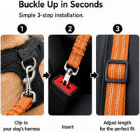 Dog Seat Belt 2Pcs, Retractable Pet Car Harness - Orange - image 3