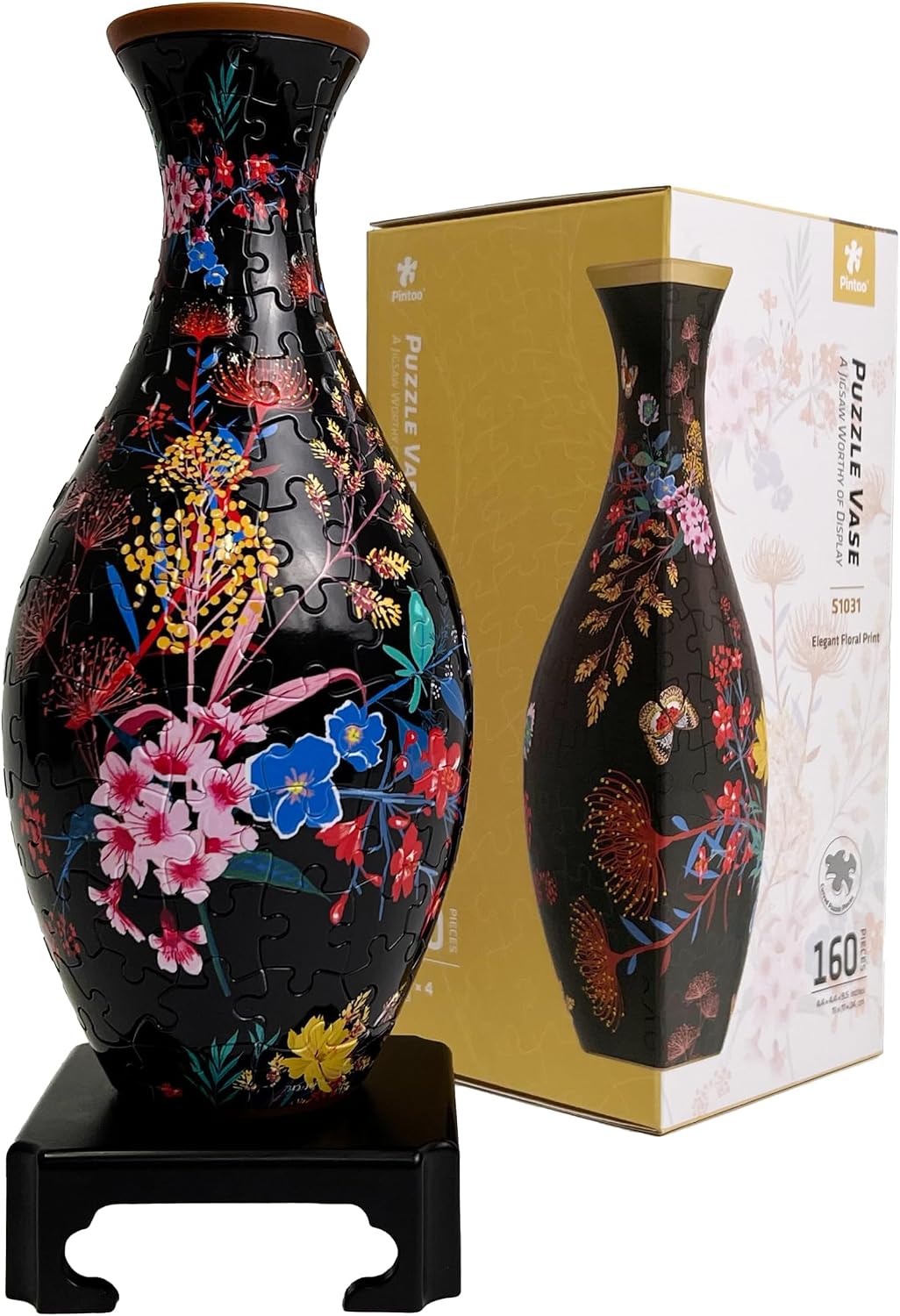 Pintoo Unique 3D Puzzle Vase for Adults - Elegant Floral Print / 160