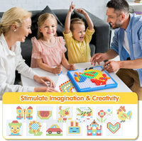 ZOZOPLAY 490-piece cube mosaic puzzle with colored blocks, grid board, design sheets and storage box - view 4