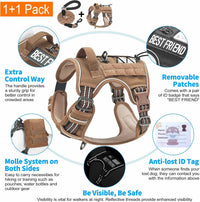 Beebiepet Tactical No Pull Dog Harness with Leash - Brown / Large - image 4