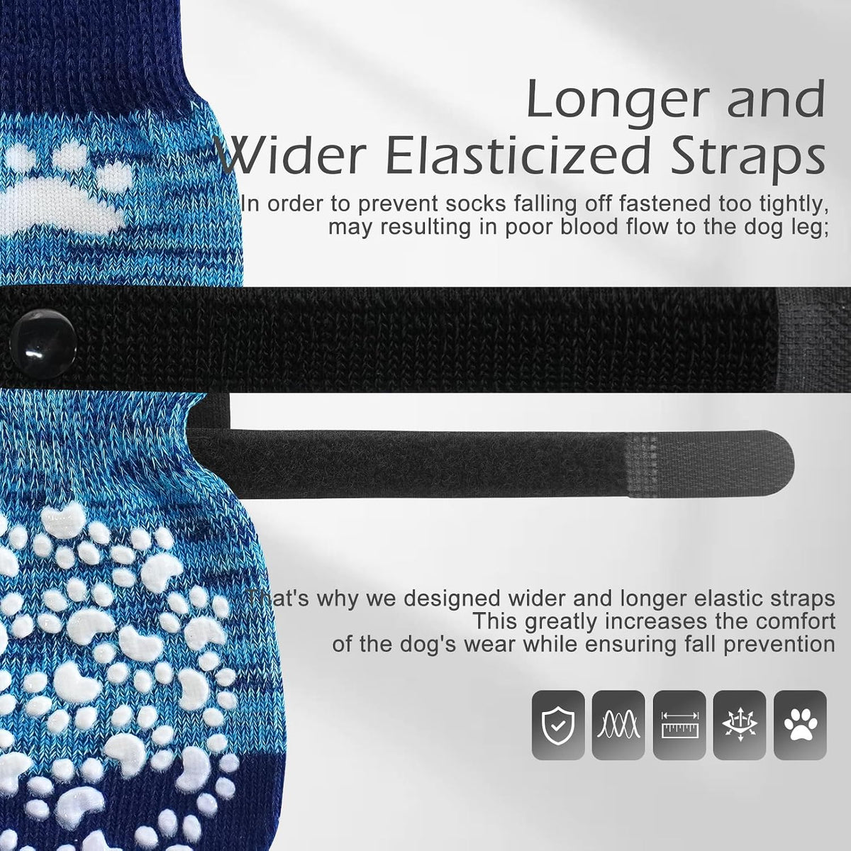 Anti Slip Dog Socks to Prevent Licking Paws - Small (4 Count) / Blue - image 4
