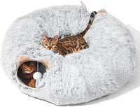 Cat Tunnel with Cat Bed for Indoor Cats - GREY