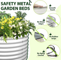 A ANLEOLIFE 8X4X2 ft Galvanized Raised Garden Beds Outdoor, Oval Large Metal Deep Root Planter Box for Planting Vegetables Flowers Herb, Anti-Rust & Easy-Setup, Antique White